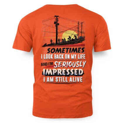 Sometimes I Look Back Lineman Apparel - Funny Quote T-Shirt